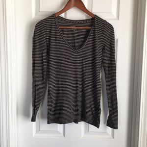 J Crew Stripe Vintage Long Sleeve Gray and White
